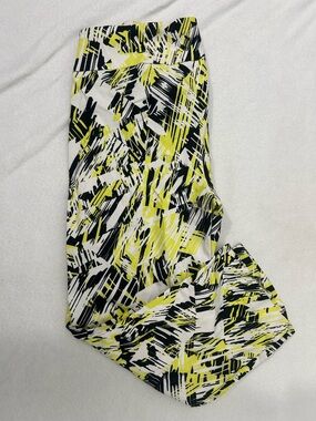 Attyre Black White Neon Yellow Abstract Print Skirt